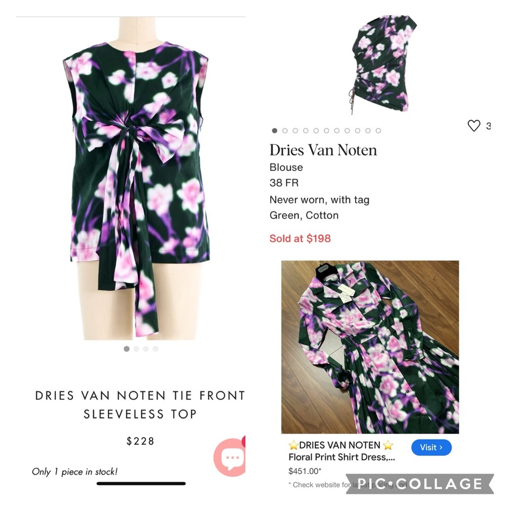 Dries Van Noten Black Tee with Pink Floral Print - Picture 10 of 10